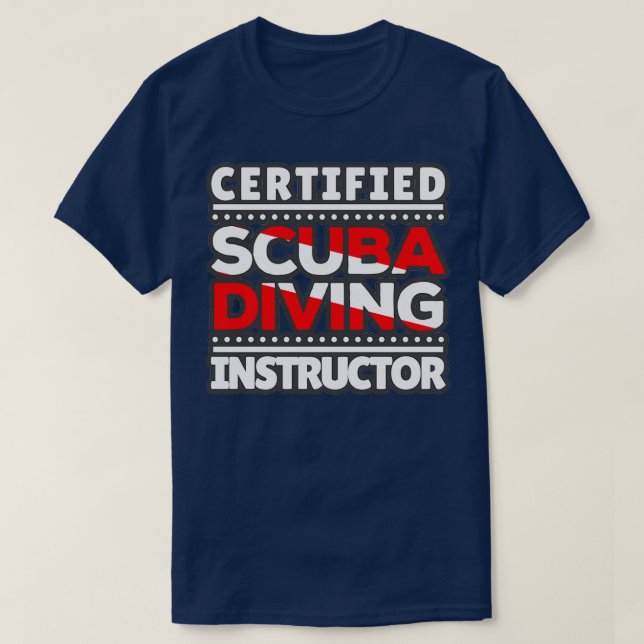 Camiseta Instrutor de mergulho Scuba Certificado (Frente do Design)
