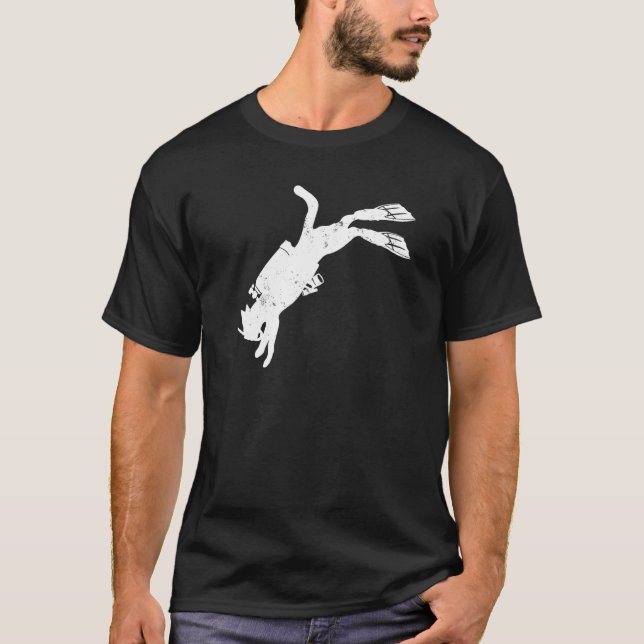 Camiseta Instrutor de mergulho scuba Diver Cat (Frente)