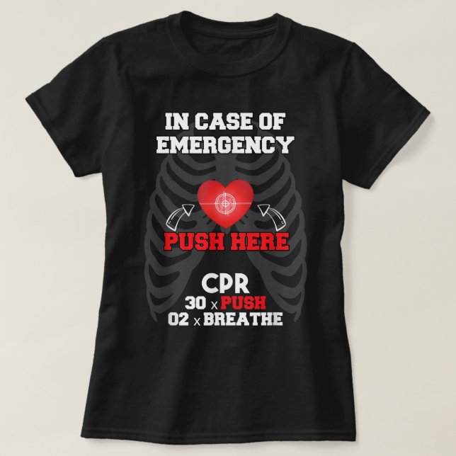 Camiseta Instrutor Engraçado Cpr Primeiro Auxílio para Enfe (Frente do Design)