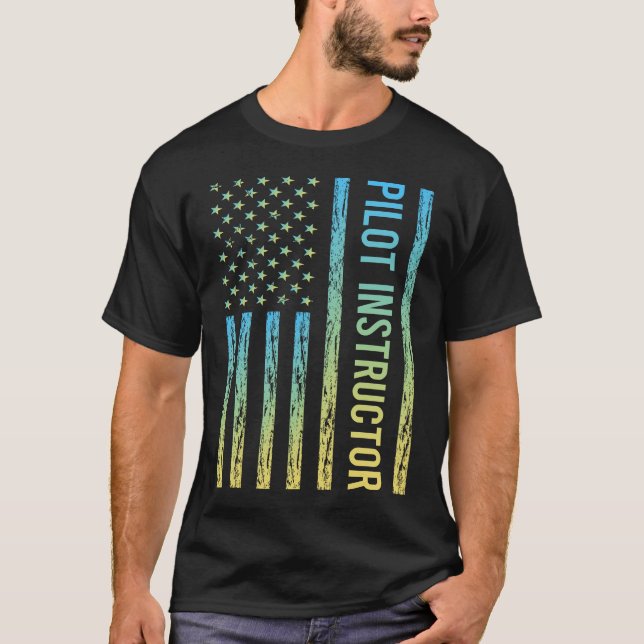 Camiseta Instrutor Piloto Azul Amarelo (Frente)