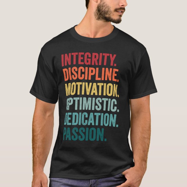 Camiseta INTEGRITY MOTIVATION OPTIMISTIC DEDICATION Values  (Frente)