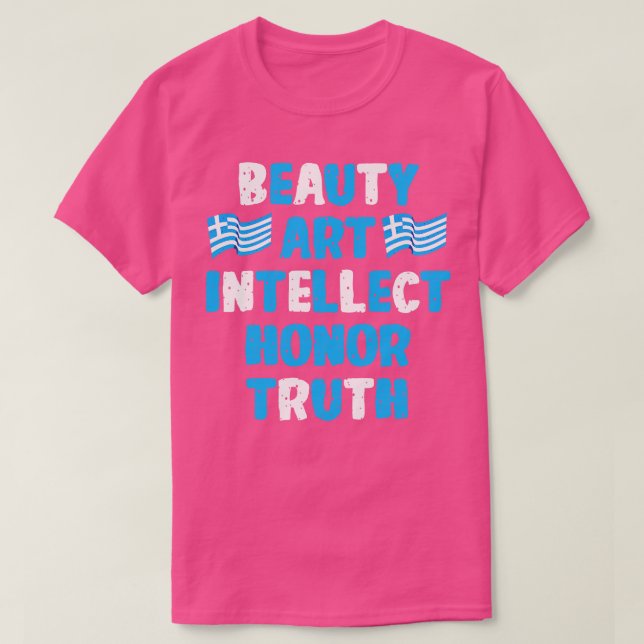 Camiseta Intelecto de Beleza Grega Honra T (Frente do Design)