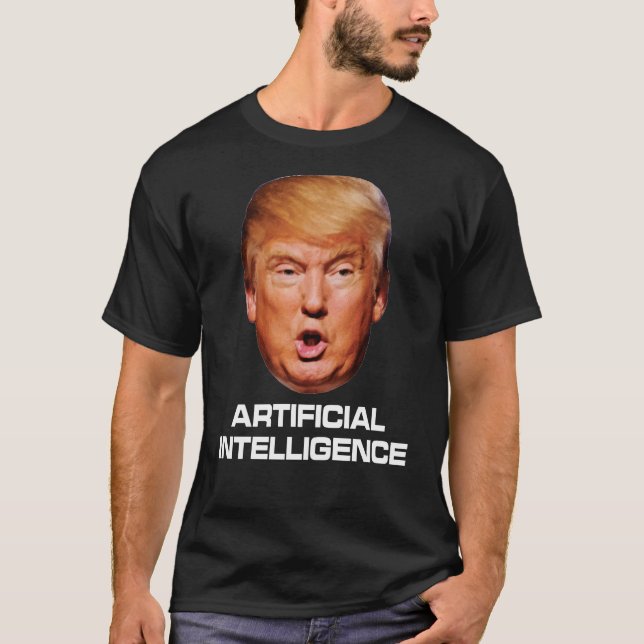Camiseta Inteligência Artificial Anti Trump AI Idiota Louco (Frente)