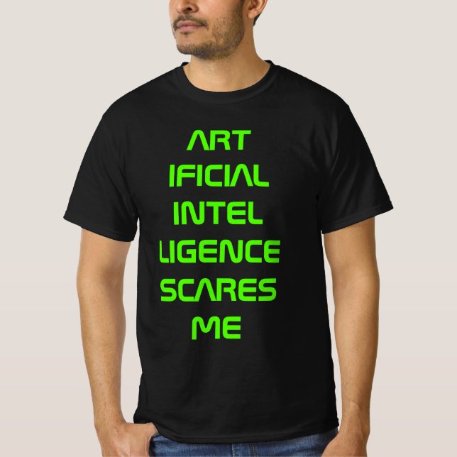 Camiseta Inteligência artificial me assusta, neon verde (Frente)