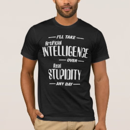 Camiseta Inteligência Artificial sobre Estupidez Real Engra