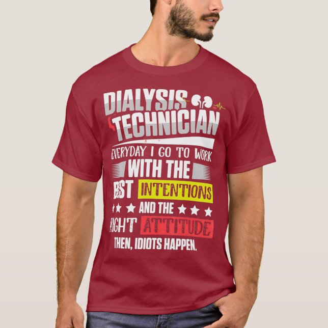 Camiseta Intenções do Técnico de Diálise Nefrologia Tech (Frente)