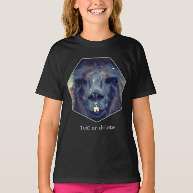 Camiseta Intense Black Llama Face Close Up Personalized (Frente)