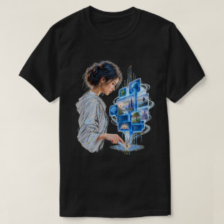 Camiseta Interface de IA de Toque Humano Tecnologia Criativ