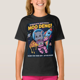 Camiseta Intergaláctico Moo Deng Baby Hippo Pizza Adventure
