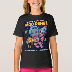 Camiseta Intergaláctico Moo Deng Baby Hippo Pizza Adventure