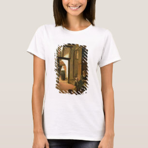 Camiseta Interior de uma casa holandesa (óleo no painel)