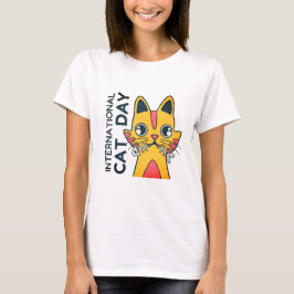 Camiseta Internacional Dia Do Gato Fofa Amante De