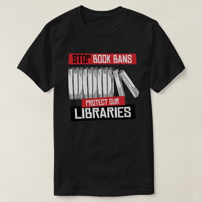 Camiseta Interromper Bloqueios de Livros Proteger Bibliotec (Frente do Design)