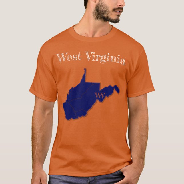 Camiseta Interstate de West Virginia [Design Azul-Marinho] (Frente)