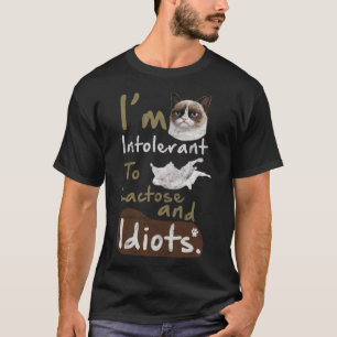 Camiseta Intolerante à Lactose e aos Idiotas Gato Irritado 
