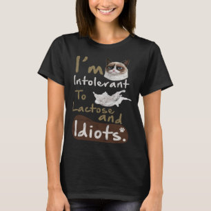 Camiseta Intolerante à Lactose e aos Idiotas Gato Irritado 