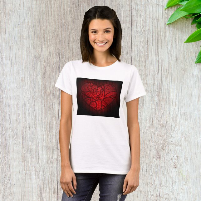 Camiseta Intrate Red Mandala Heart Romantic Boho Patterno (Criador carregado)