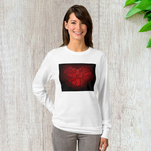 Camiseta Intrate Red Mandala Heart Romantic Boho Patterno
