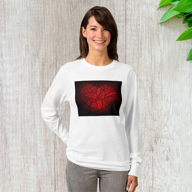Camiseta Intrate Red Mandala Heart Romantic Boho Patterno (Criador carregado)