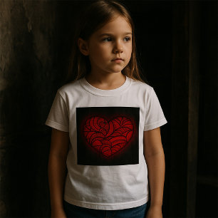 Camiseta Intrate Red Mandala Heart Romantic Boho Patterno
