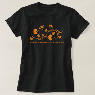 Camiseta Intrincado Redemoinho Floral Ornamentado e Borbole