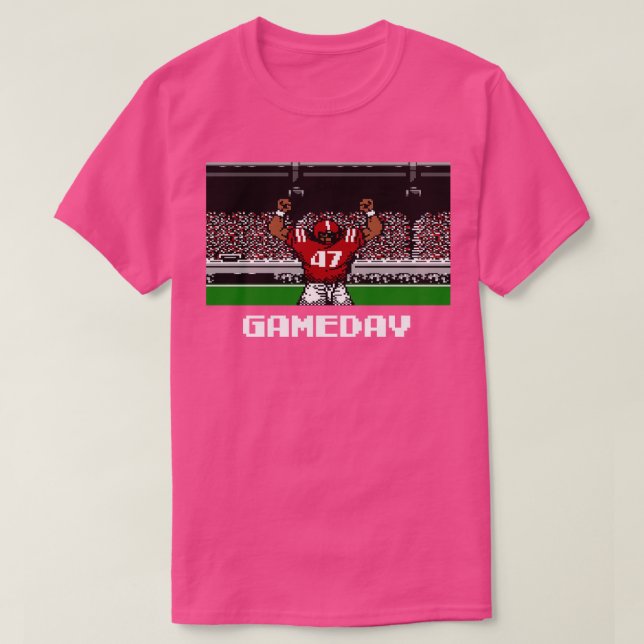 Camiseta Intro 8 bits para Crimson e Cream Gameday (Frente do Design)