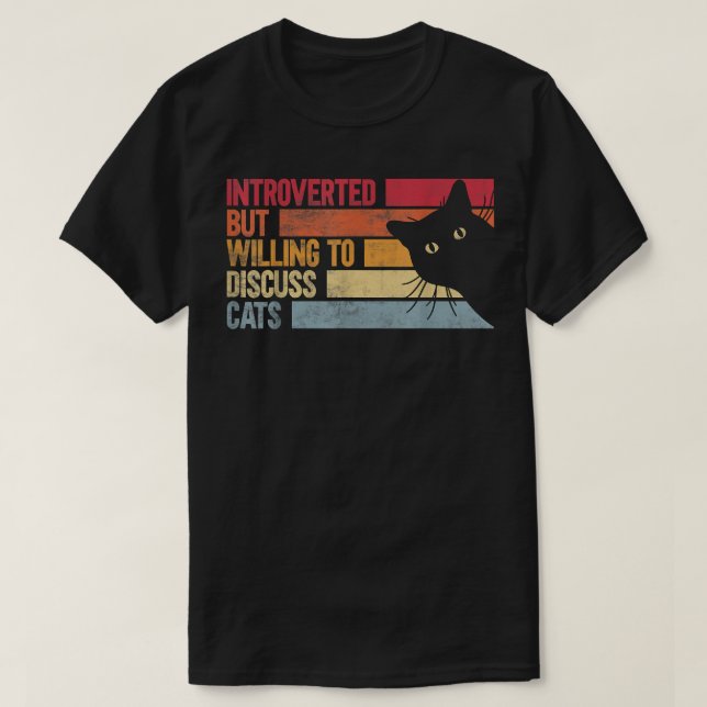 Camiseta Introvertido, mas disposto a discutir gatos (Frente do Design)
