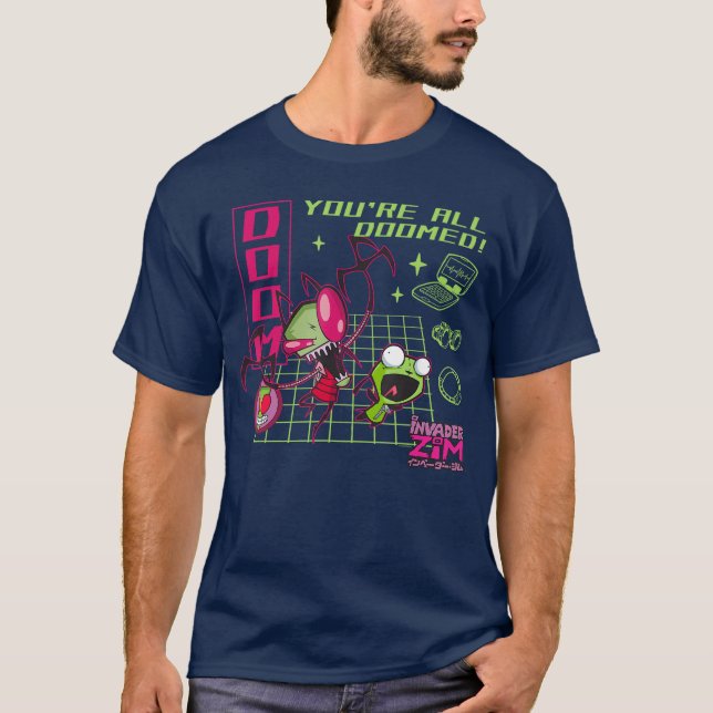 Camiseta Invader Zim Youre All Doomed Y2K Cartoon family (Frente)