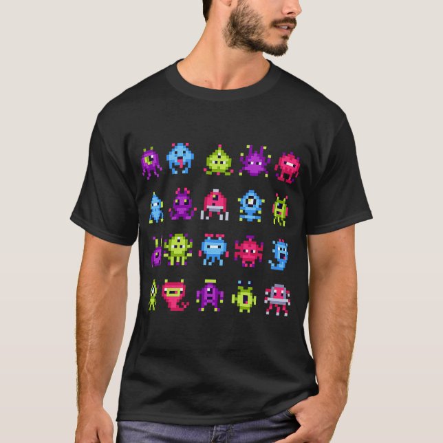 Camiseta INVADERS I Love 80s Retro 8 Bits Pixel Space Monst (Frente)