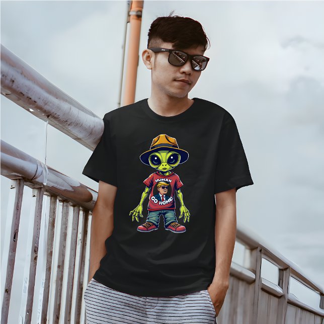 Camiseta Invasão Alienígena Humana - Memória Política Engra (Alien Switch Places – Funny Political Meme T-Shirt)