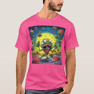 Camiseta Invasão de Aliens de Cartoon Coloridos
