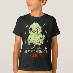 Camiseta Invasão de frango zumbi adorável pintinho morto