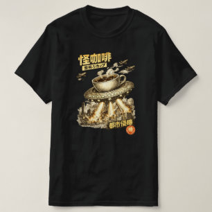 Camiseta Invasão de Xícara de Café Voadora – Ar Retro Manga