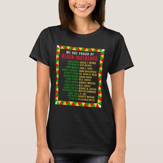 Camiseta Inventores Negros História Negra Orgulhosa Mês Raí (Frente)
