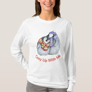 Camiseta inverno bonito dos homens dos pinguins do Natal