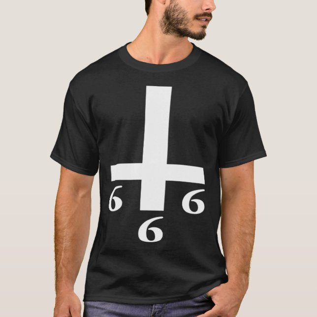 Camiseta Inverted Cross 666 Upside Down Satan Antichrist At (Frente)