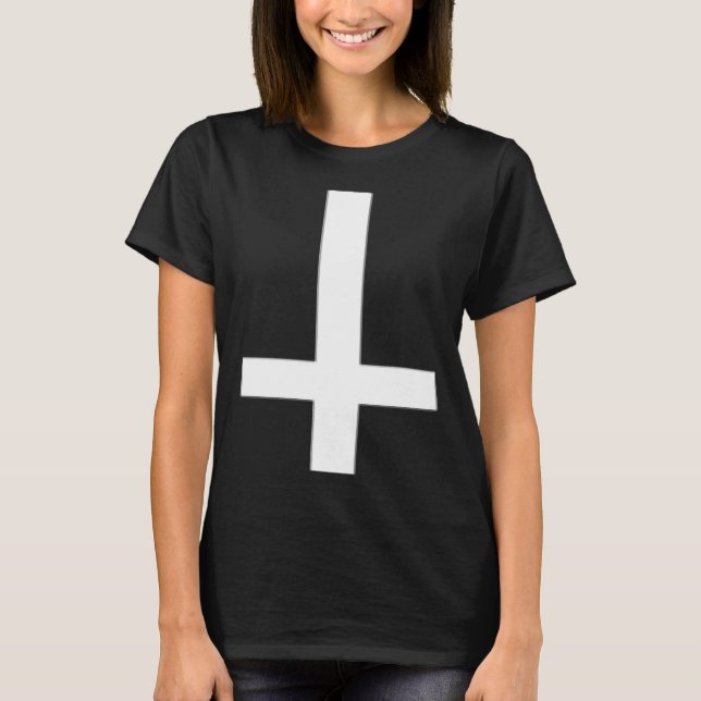Camiseta Inverted Cross Upside Down Satan Antichrist Atheis (Frente)