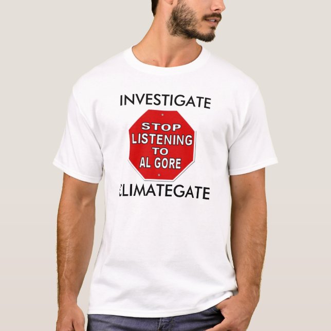 Camiseta Investigue ClimateGate - embuste do aquecimento (Frente)
