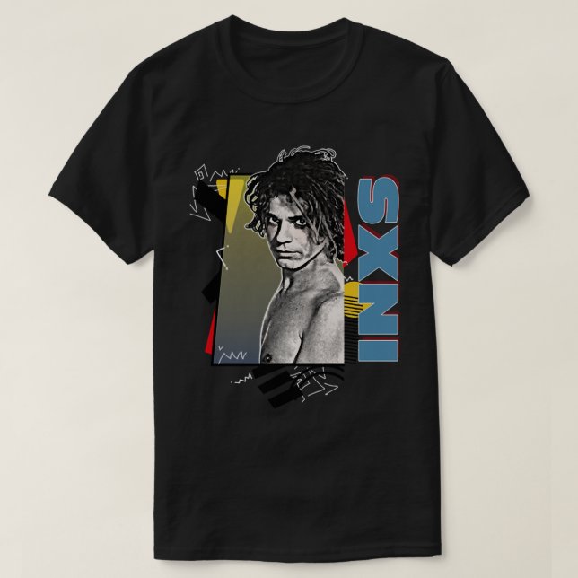 Camiseta INXS Estimulada retroativa dos anos 80 (Frente do Design)