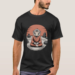 Camiseta Ioga da Mindfulness do Macaco Meditativo Monge