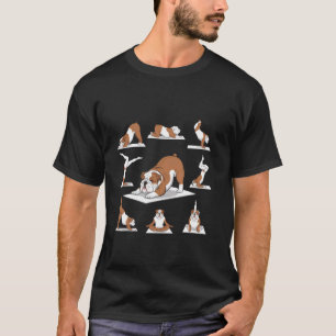 Camiseta Ioga de Bulldog Inglês Poses e Meditação de Filhot