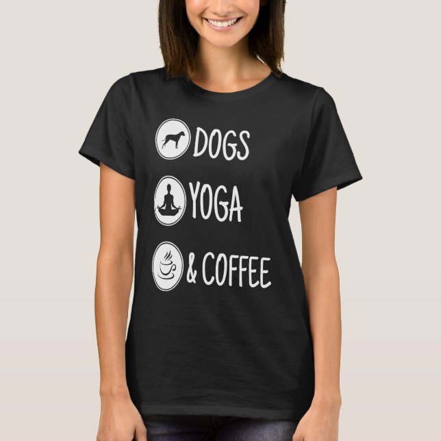 Camiseta Ioga de cachorro e café (Frente)