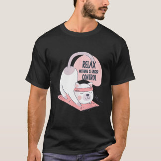 Camiseta Ioga de Gato Fofo Meditação Relaxar Nada Está Deba