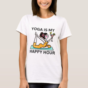 Camiseta Ioga Divertida é Meu Martini da Hora Feliz 