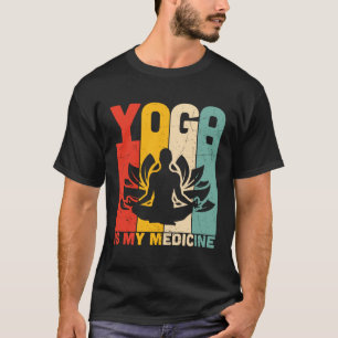 Camiseta Ioga É Meu Medicamento Retro Vintage Ioga Zen Medi
