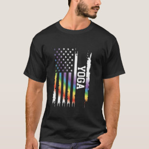 Camiseta Ioga Estados Unidos Arco-íris Desgastado com Bande