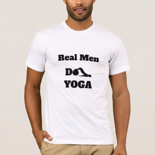 Camiseta *~* Ioga - Homens Reais Fazem YOGA Branco