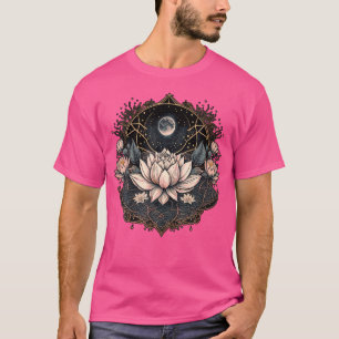 Camiseta Ioga Meditação Lua Flor de Lótus Sobre Lótus Lunar