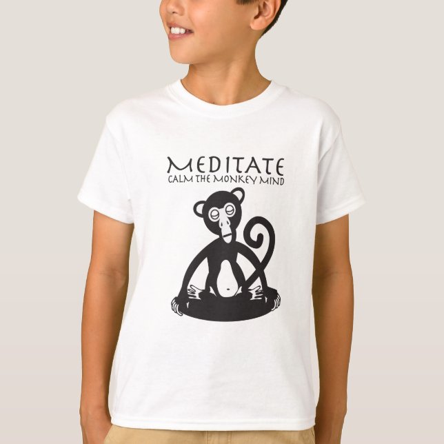 Camiseta Ioga meditating do macaco (Frente)