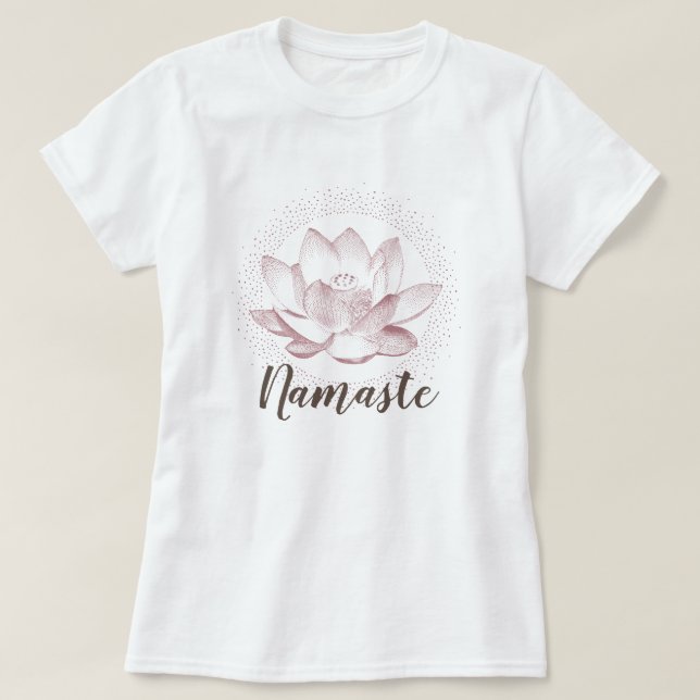 Camiseta Ioga Namaste Bem-estar do Lotus Flower (Frente do Design)